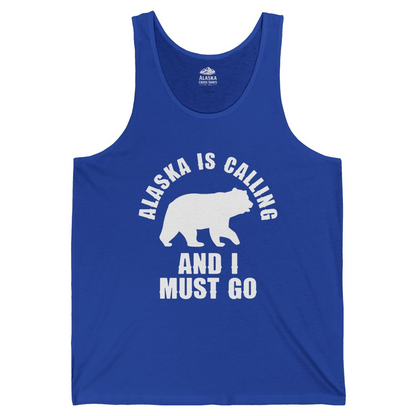 Alaska Is Calling Bear Silhouette Adventure Shirt Tank Top – True Royal – Alaska Cruise Shirts