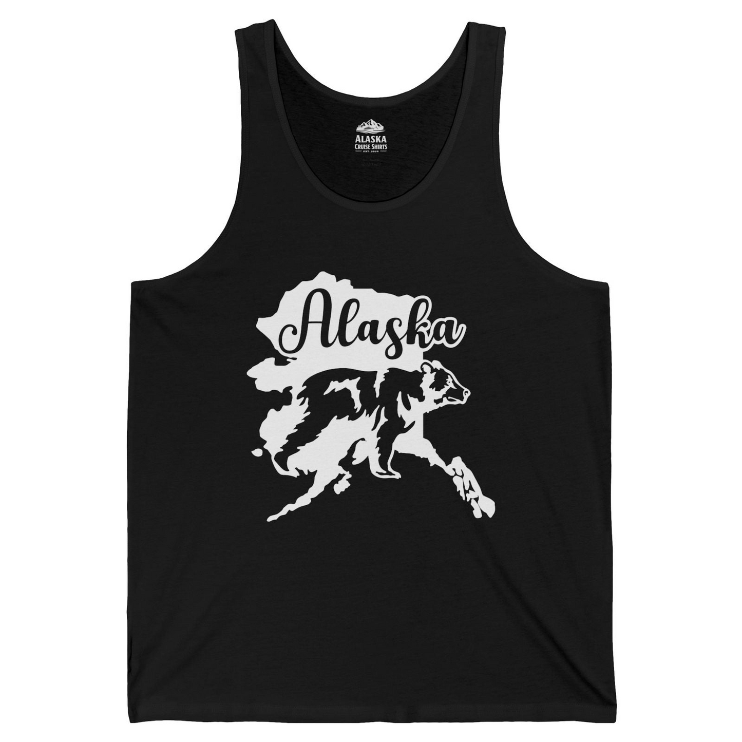 Alaska Bear Silhouette Shirt Tank Top – Black – Alaska Cruise Shirts
