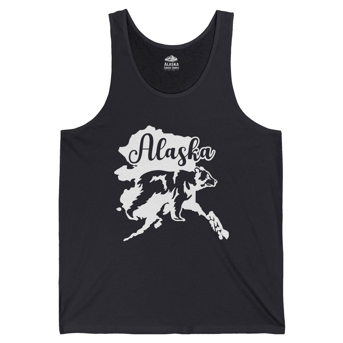 Alaska Bear Silhouette Shirt Tank Top – Dark Grey – Alaska Cruise Shirts