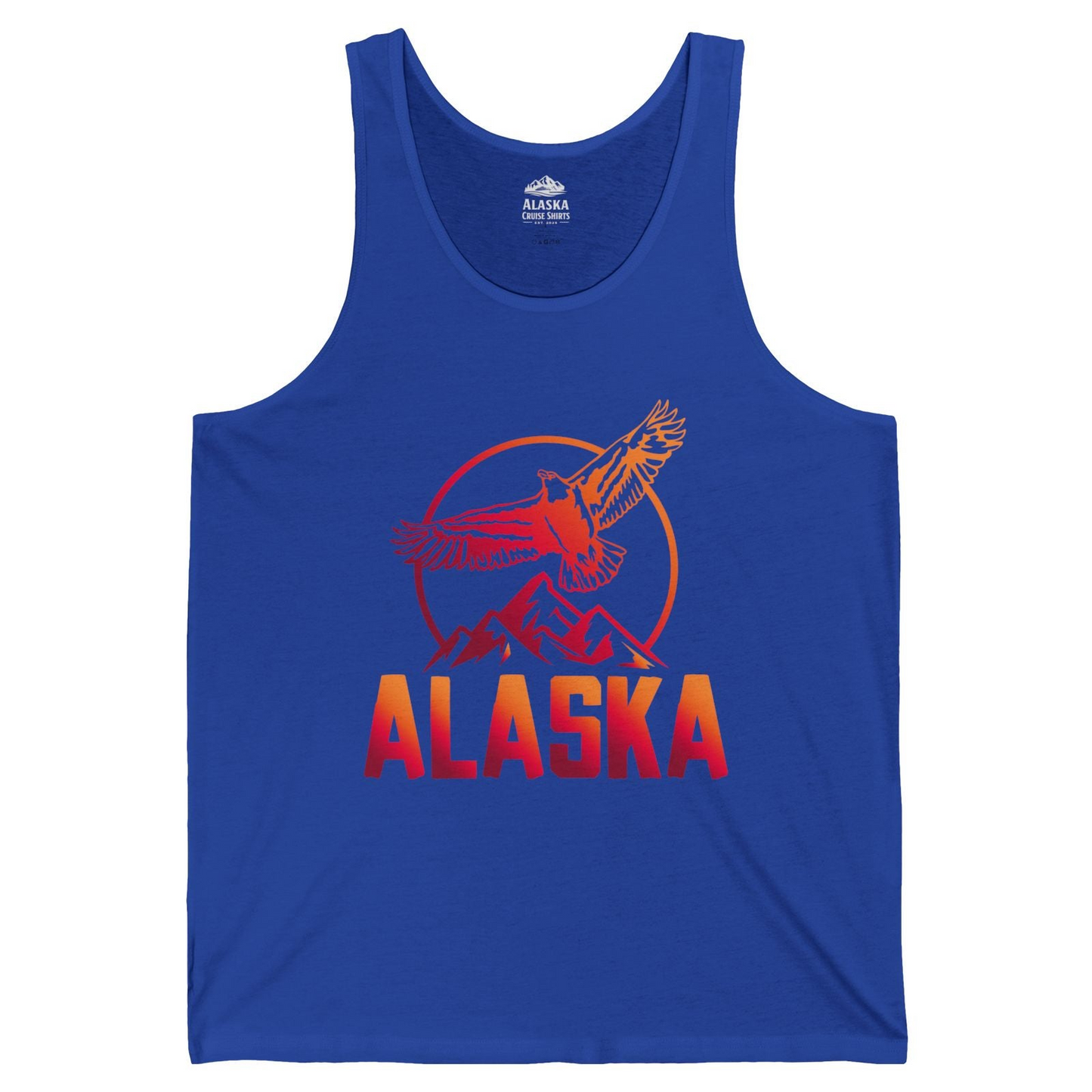 Alaska Eagle Mountains Graphic Shirt Tank Top – True Royal – Alaska Cruise Shirts