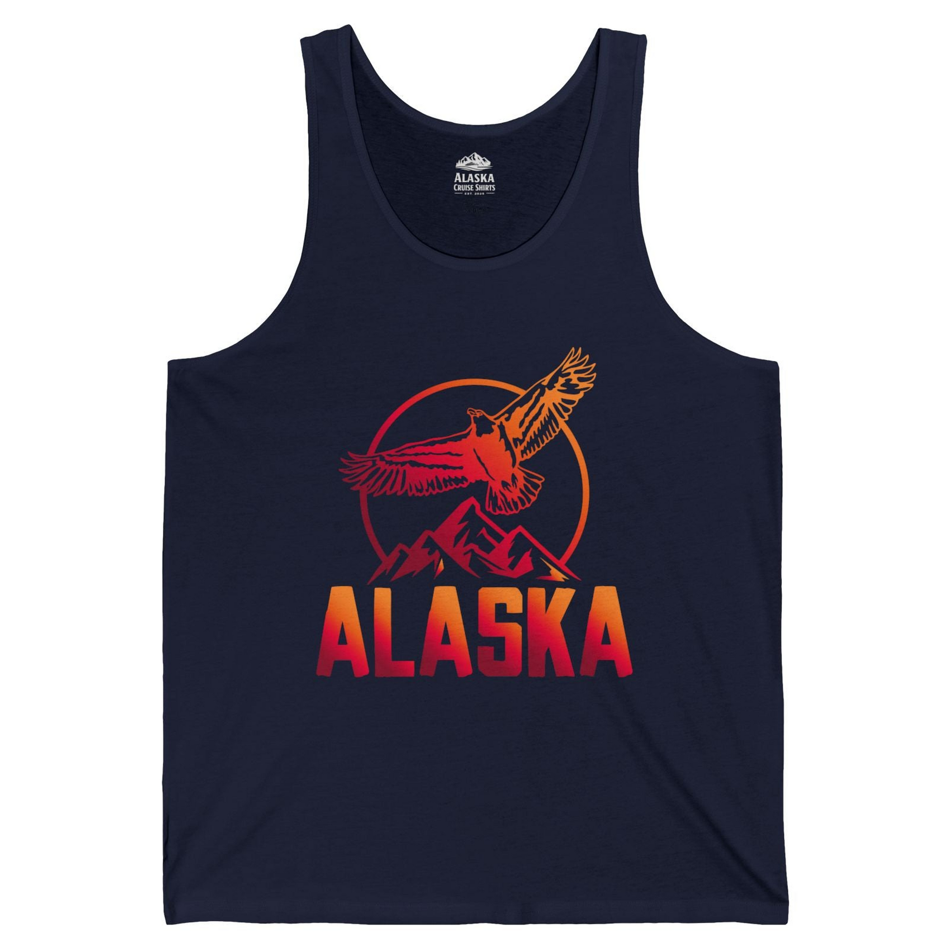 Alaska Eagle Mountains Graphic Shirt Tank Top – Navy – Alaska Cruise Shirts