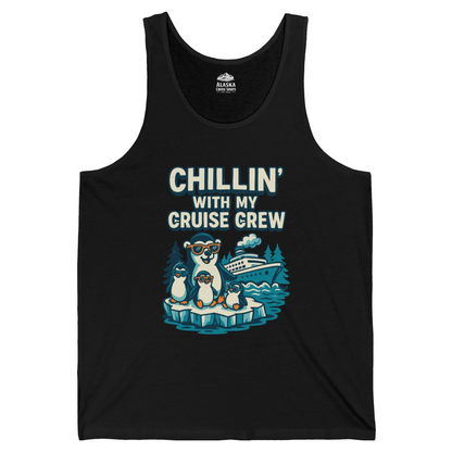 Chillin With My Cruise Crew Cute Penguins Alaska Cartoon Shirt — Tank Top Tank Top – Black – Alaska Cruise Shirts