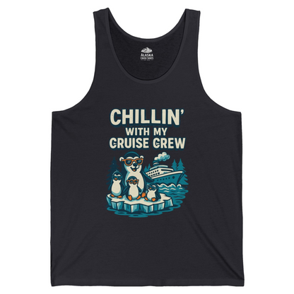 Chillin With My Cruise Crew Cute Penguins Alaska Cartoon Shirt — Tank Top Tank Top – Dark Grey – Alaska Cruise Shirts