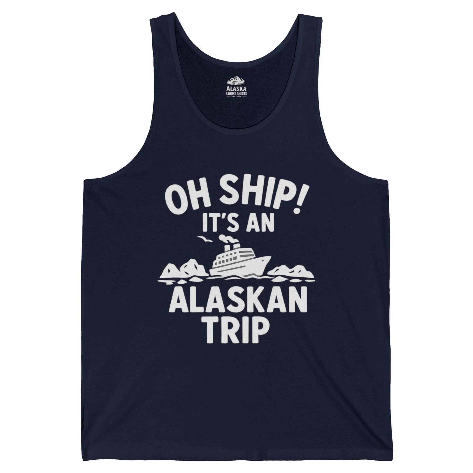 Oh Ship Alaskan Cruise Shirt Tank Top – Navy – Alaska Cruise Shirts