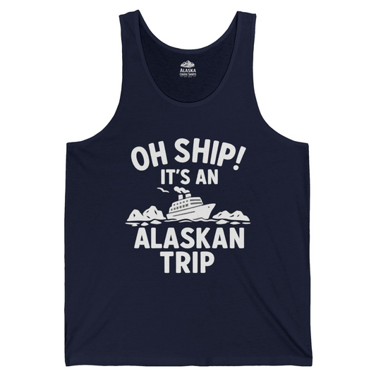 Oh Ship Alaskan Cruise Shirt Tank Top – Navy – Alaska Cruise Shirts