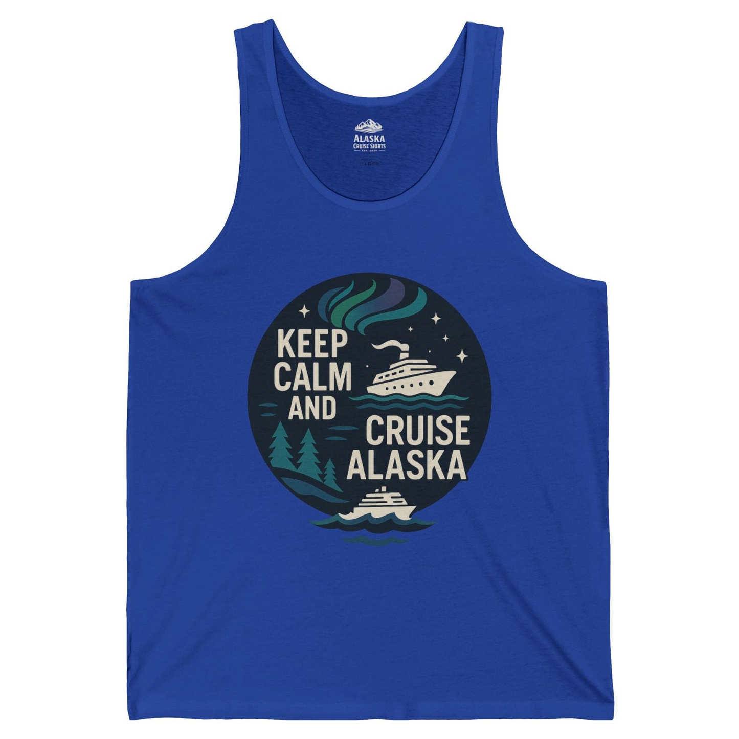 Keep Calm Cruise Alaska Shirt Tank Top – True Royal – Alaska Cruise Shirts