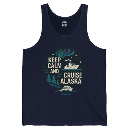 Keep Calm Cruise Alaska Shirt Tank Top – Navy – Alaska Cruise Shirts