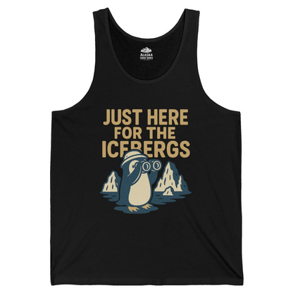 Just Here For The Icebergs Penguin Shirt Tank Top – Black – Alaska Cruise Shirts
