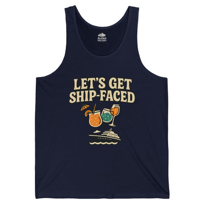 Lets Get Ship Faced Shirt Tank Top – Navy – Alaska Cruise Shirts