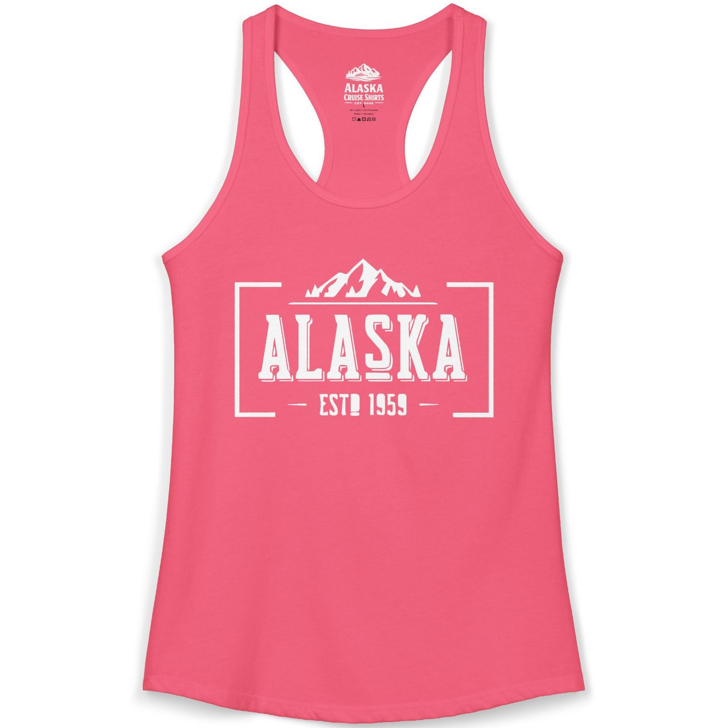 Alaska Mountain Vintage Shirt Tank Top – Hot Pink – Alaska Cruise Shirts