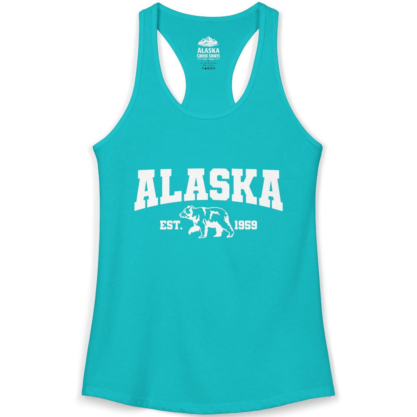 Vintage Alaska Bear Shirt Tank Top – Tahiti Blue – Alaska Cruise Shirts
