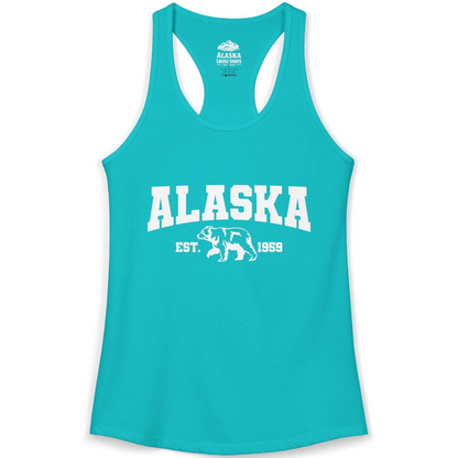 Vintage Alaska Bear Shirt Tank Top – Tahiti Blue – Alaska Cruise Shirts