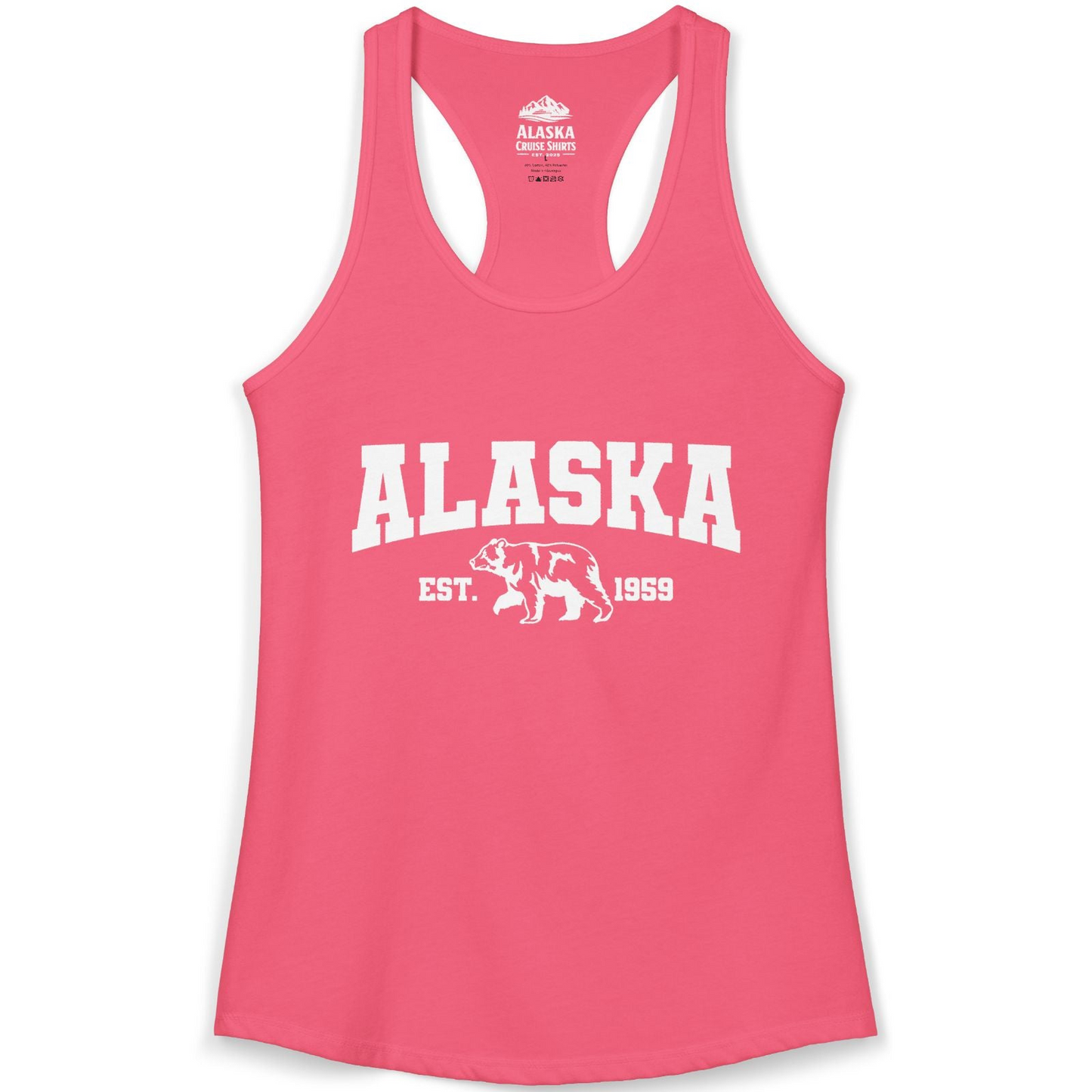 Vintage Alaska Bear Shirt Tank Top – Hot Pink – Alaska Cruise Shirts