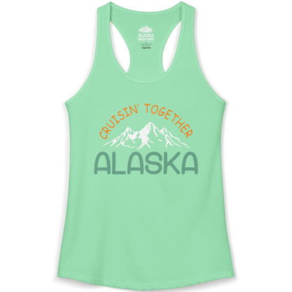 Cruisin Together Alaska Mountain Adventure Cruise Graphic Shirt — Ladies Tank Tank Top – Solid Mint – Alaska Cruise Shirts