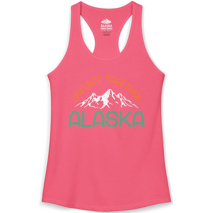 Cruisin Together Alaska Mountain Adventure Cruise Graphic Shirt — Ladies Tank Tank Top – Hot Pink – Alaska Cruise Shirts