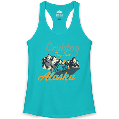 Cruising Together Alaska Mountains Family Alaska Cruise Adventure Shirt — Ladies Tank Tank Top – Tahiti Blue – Alaska Cruise Shirts