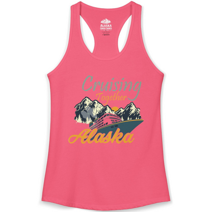 Cruising Together Alaska Mountains Family Alaska Cruise Adventure Shirt — Ladies Tank Tank Top – Hot Pink – Alaska Cruise Shirts