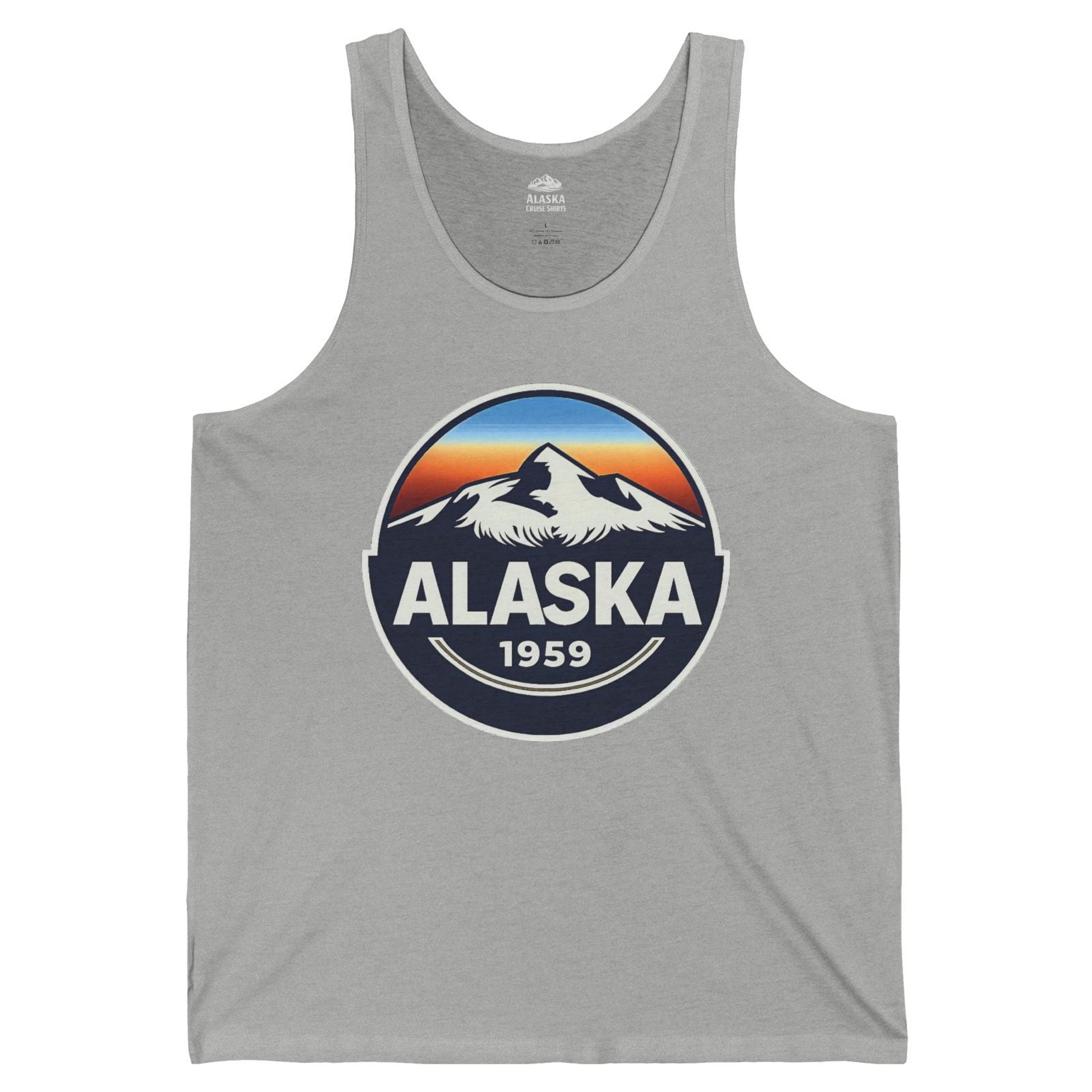 Alaska 1959 Retro Mountain Sunset Badge tank top Vintage Statehood tank top — Tank Top Tank Top – Athletic Heather – Alaska Cruise Shirts