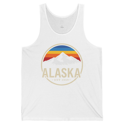 Alaska Vintage Mountain Sunset Shirt Tank Top – White – Alaska Cruise Shirts