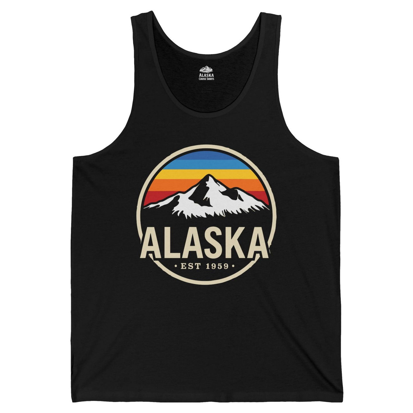 Alaska Vintage Mountain Sunset Shirt Tank Top – Black – Alaska Cruise Shirts