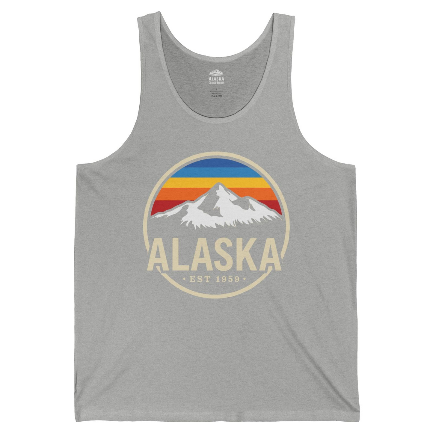 Alaska Vintage Mountain Sunset Shirt Tank Top – Athletic Heather – Alaska Cruise Shirts