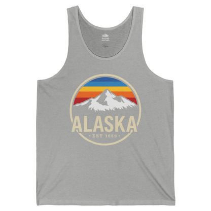 Alaska Vintage Mountain Sunset Shirt Tank Top – Athletic Heather – Alaska Cruise Shirts