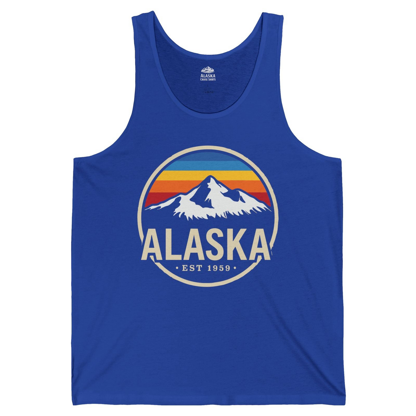Alaska Vintage Mountain Sunset Shirt Tank Top – True Royal – Alaska Cruise Shirts