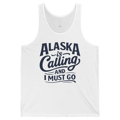 Alaska Is Calling Adventure Typography tank top Tank Top – White – Alaska Cruise Shirts