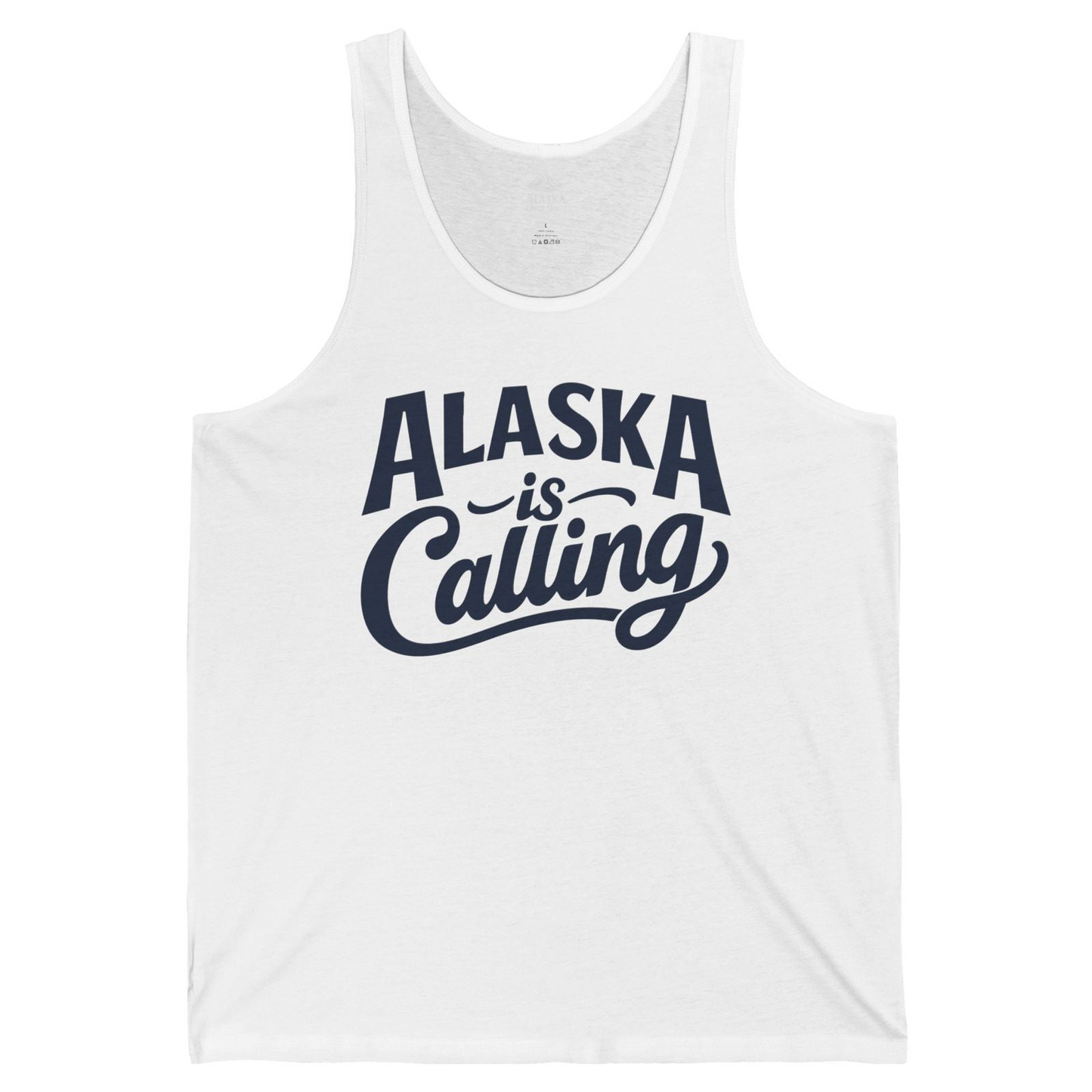 Alaska Is Calling Shirt Tank Top – White – Alaska Cruise Shirts