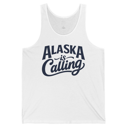 Alaska Is Calling Shirt Tank Top – White – Alaska Cruise Shirts