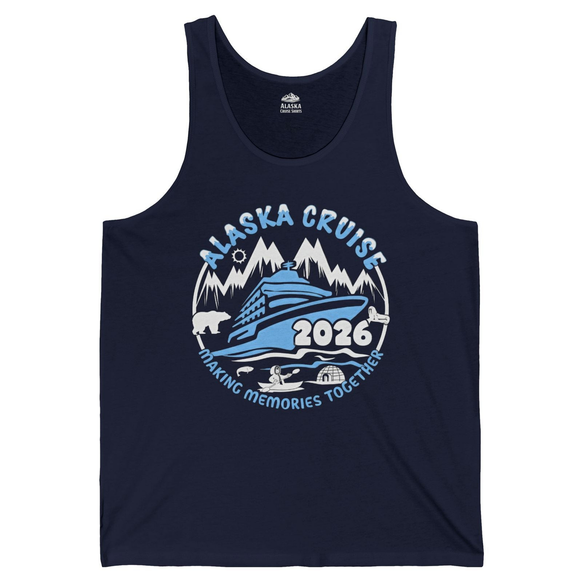 Alaska Cruise 2026 Family Adventure Shirt with Wildlife and Nature — Tank Top Tank Top – Navy – Alaska Cruise Shirts