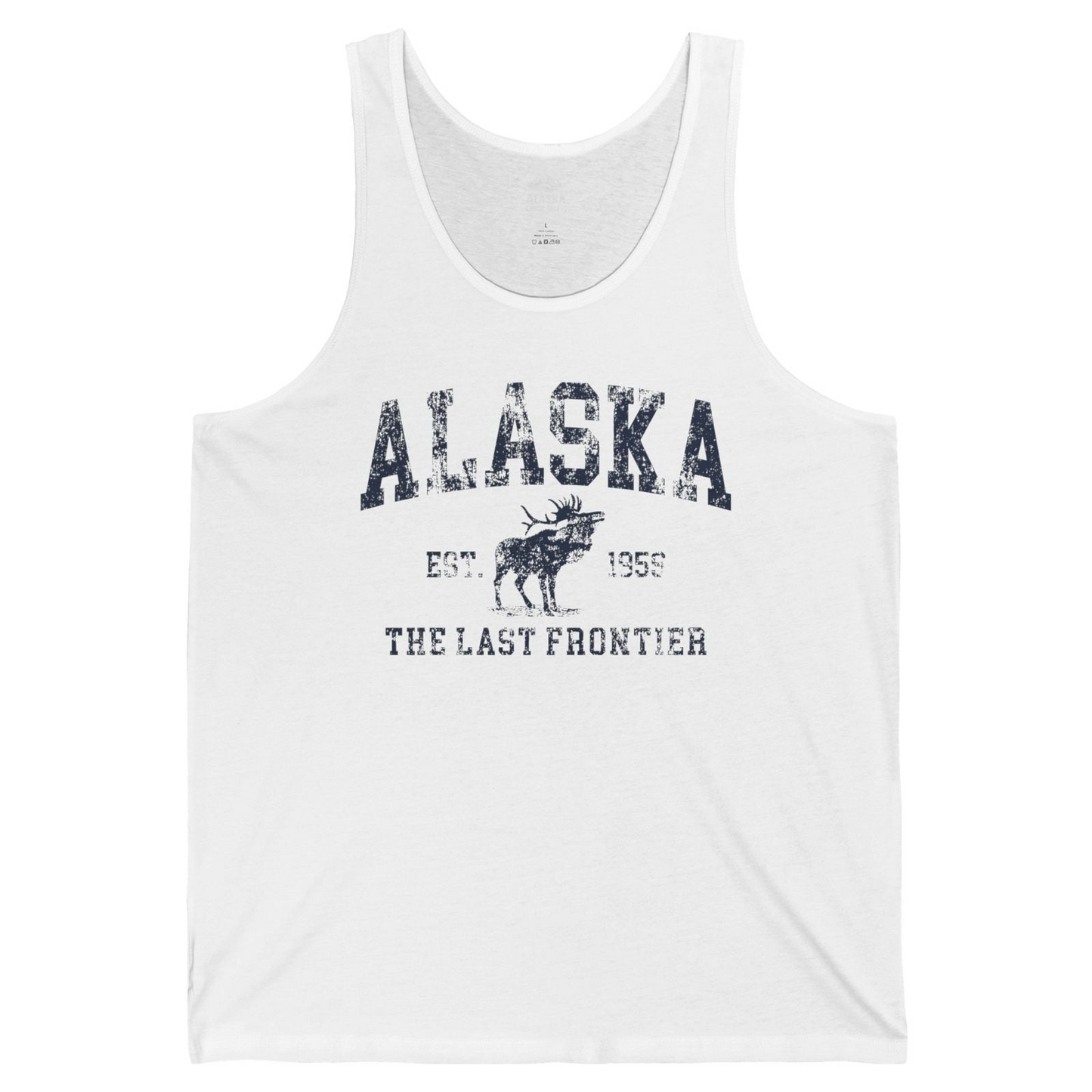 Vintage Alaska Moose Shirt Tank Top – White – Alaska Cruise Shirts