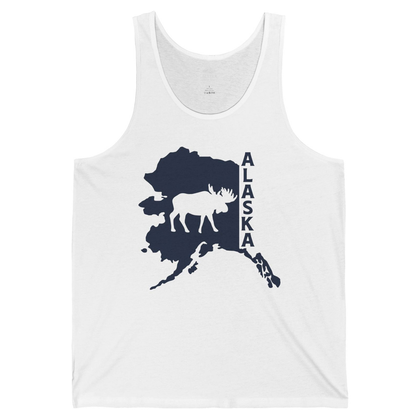 Alaska Moose Silhouette Shirt Tank Top – White – Alaska Cruise Shirts