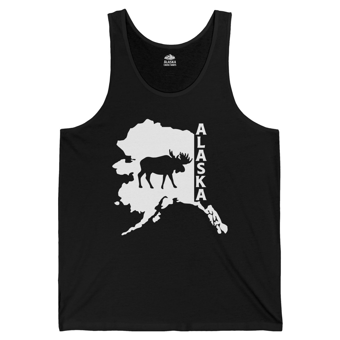 Alaska Moose Silhouette Shirt Tank Top – Black – Alaska Cruise Shirts