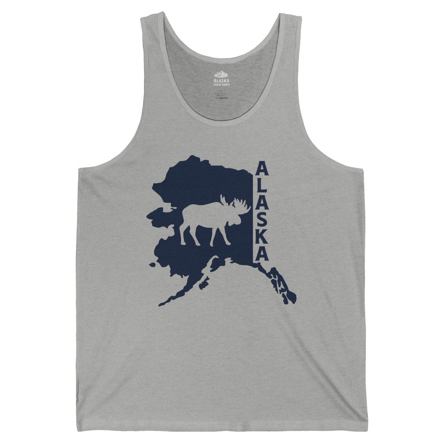 Alaska Moose Silhouette Shirt Tank Top – Athletic Heather – Alaska Cruise Shirts