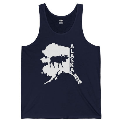 Alaska Moose Silhouette Shirt Tank Top – Navy – Alaska Cruise Shirts