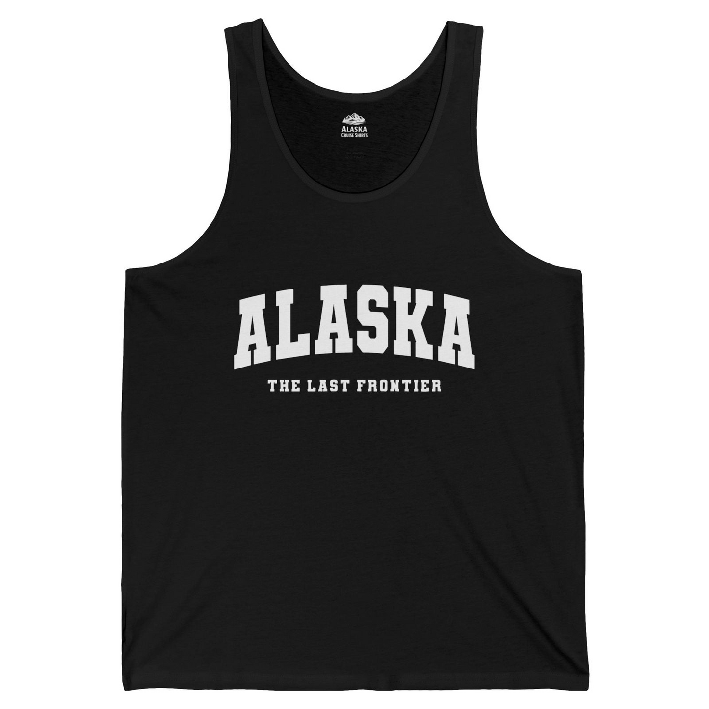 Alaska The Last Frontier Bold Collegiate Vintage State Pride Shirt — Tank Top Tank Top – Black – Alaska Cruise Shirts