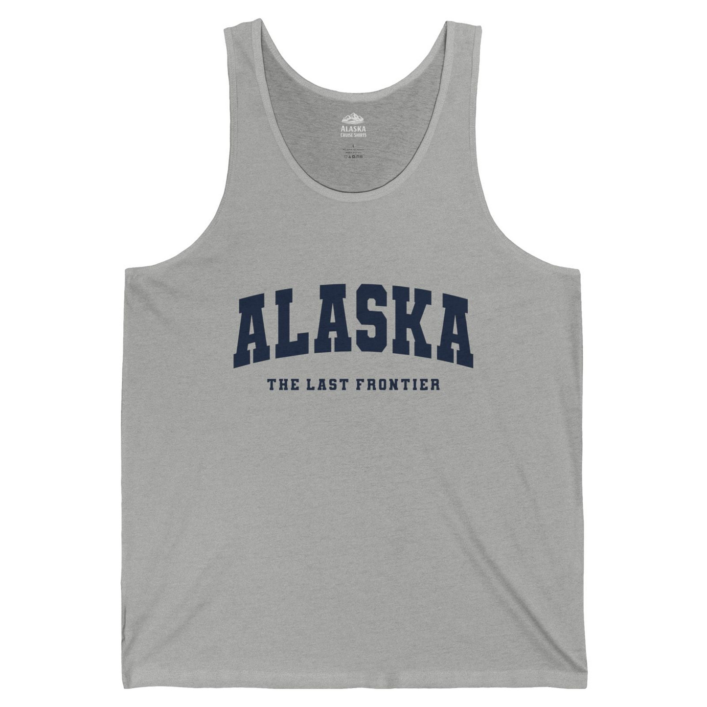 Alaska The Last Frontier Bold Collegiate Vintage State Pride Shirt — Tank Top Tank Top – Athletic Heather – Alaska Cruise Shirts