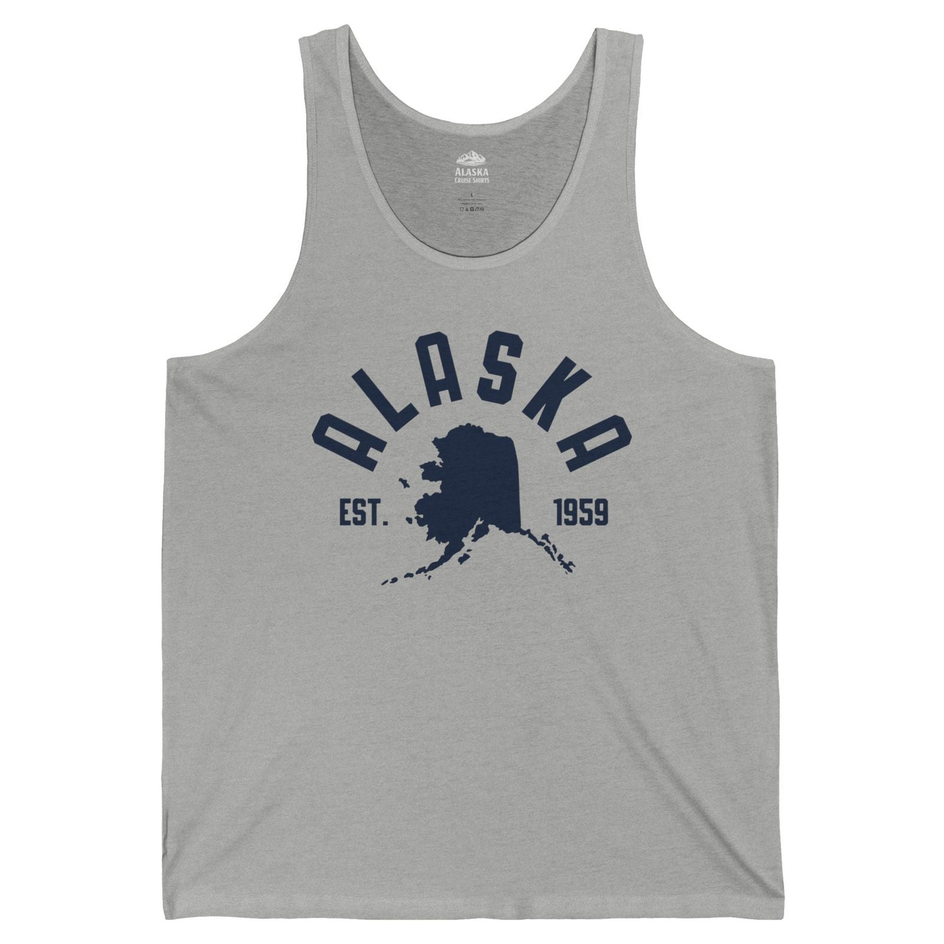 Vintage Alaska State Outline Est 1959 Retro Collegiate Shirt — Tank Top Tank Top – Athletic Heather – Alaska Cruise Shirts