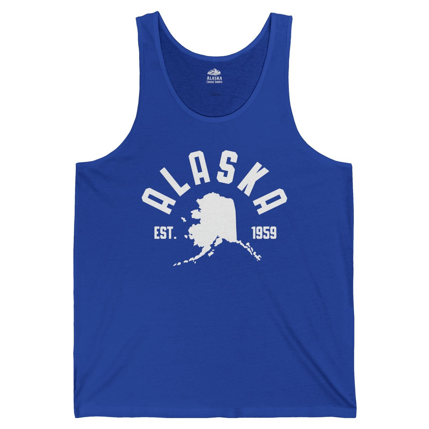 Vintage Alaska State Outline Est 1959 Retro Collegiate Shirt — Tank Top Tank Top – True Royal – Alaska Cruise Shirts