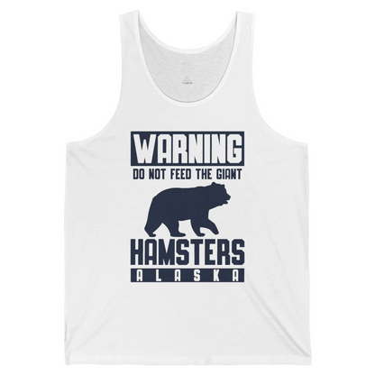 Funny Alaska Bear Giant Hamster Warning Sign Shirt for Travelers — Tank Top Tank Top – White – Alaska Cruise Shirts