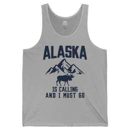 Alaska Is Calling Moose Mountains Adventure Silhouette Nature tank top — Tank Top Tank Top – Athletic Heather – Alaska Cruise Shirts