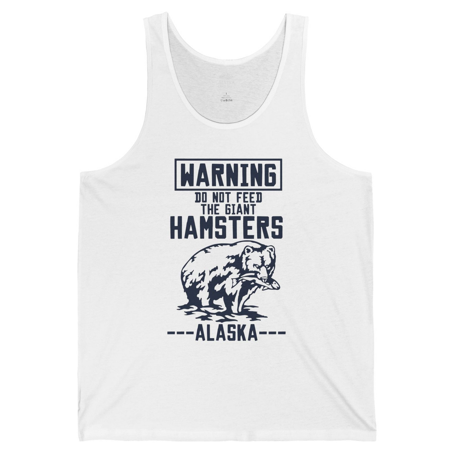 Funny Alaska Bear Warning Sign tank top Tank Top – White – Alaska Cruise Shirts