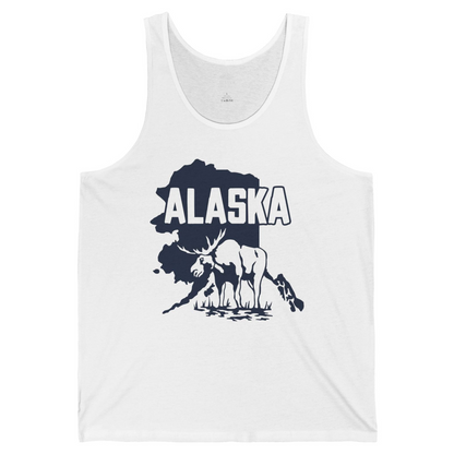 Alaska Moose Silhouette Shirt Tank Top – White – Alaska Cruise Shirts