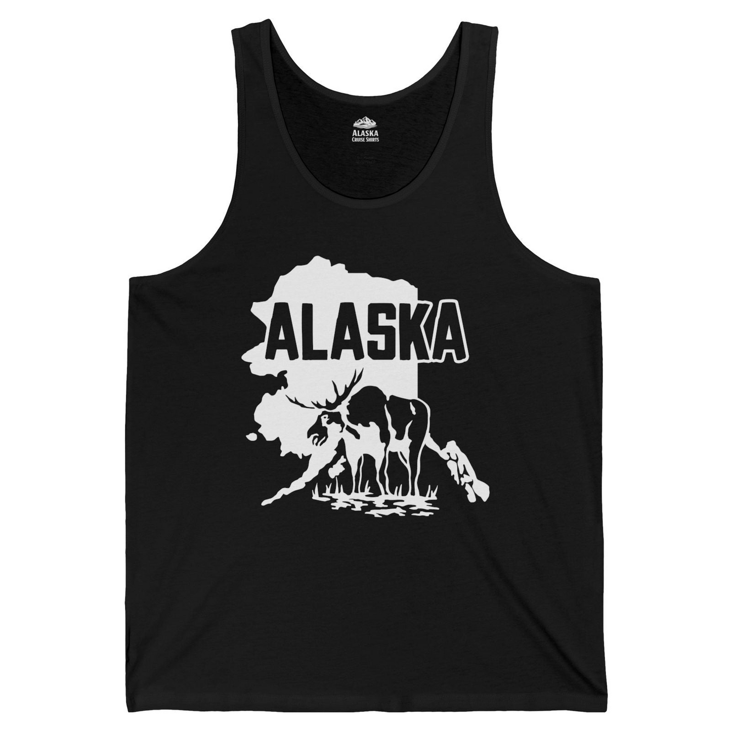 Alaska Moose Silhouette Shirt Tank Top – Black – Alaska Cruise Shirts