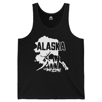 Alaska Moose Silhouette Shirt Tank Top – Black – Alaska Cruise Shirts
