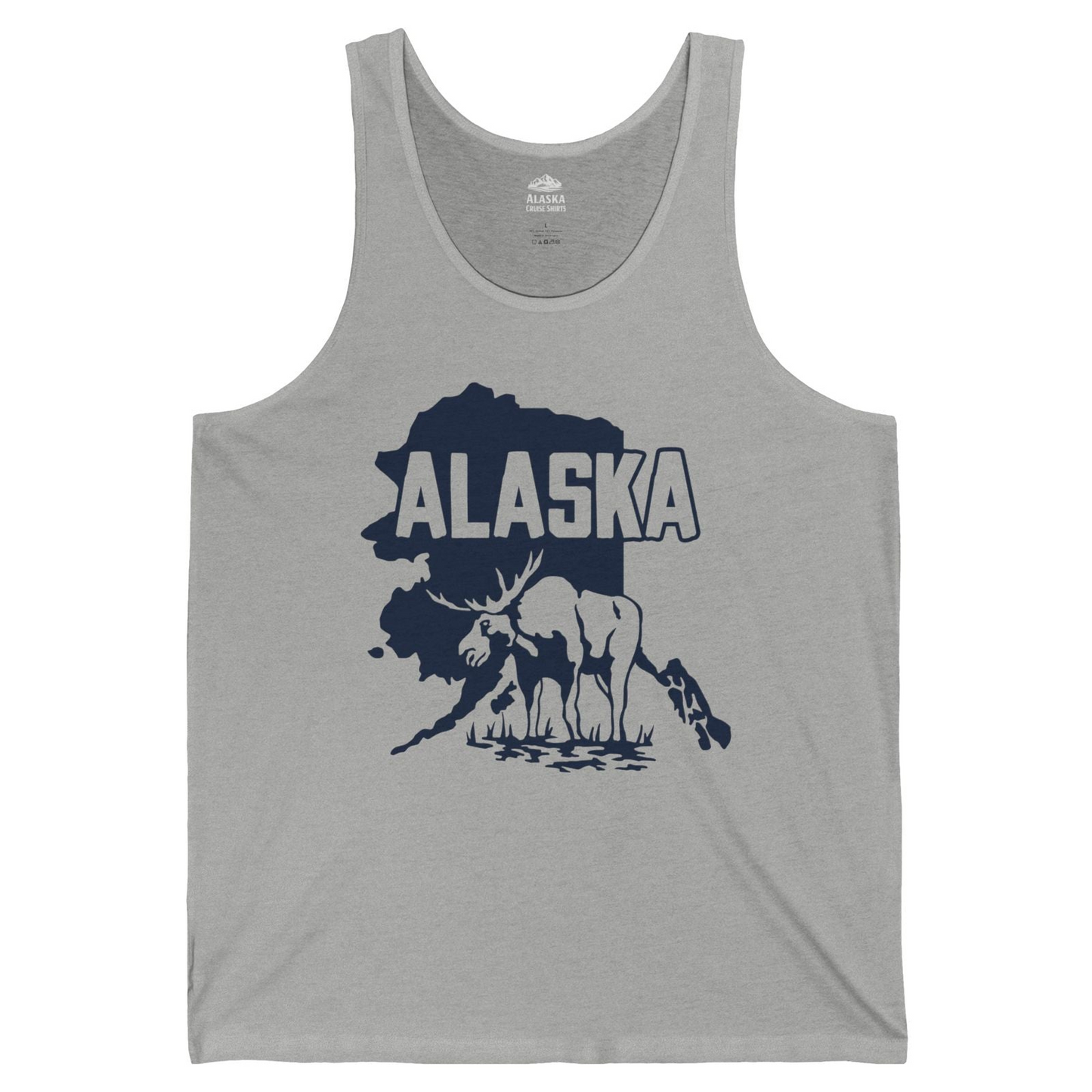 Alaska Moose Silhouette Shirt Tank Top – Athletic Heather – Alaska Cruise Shirts