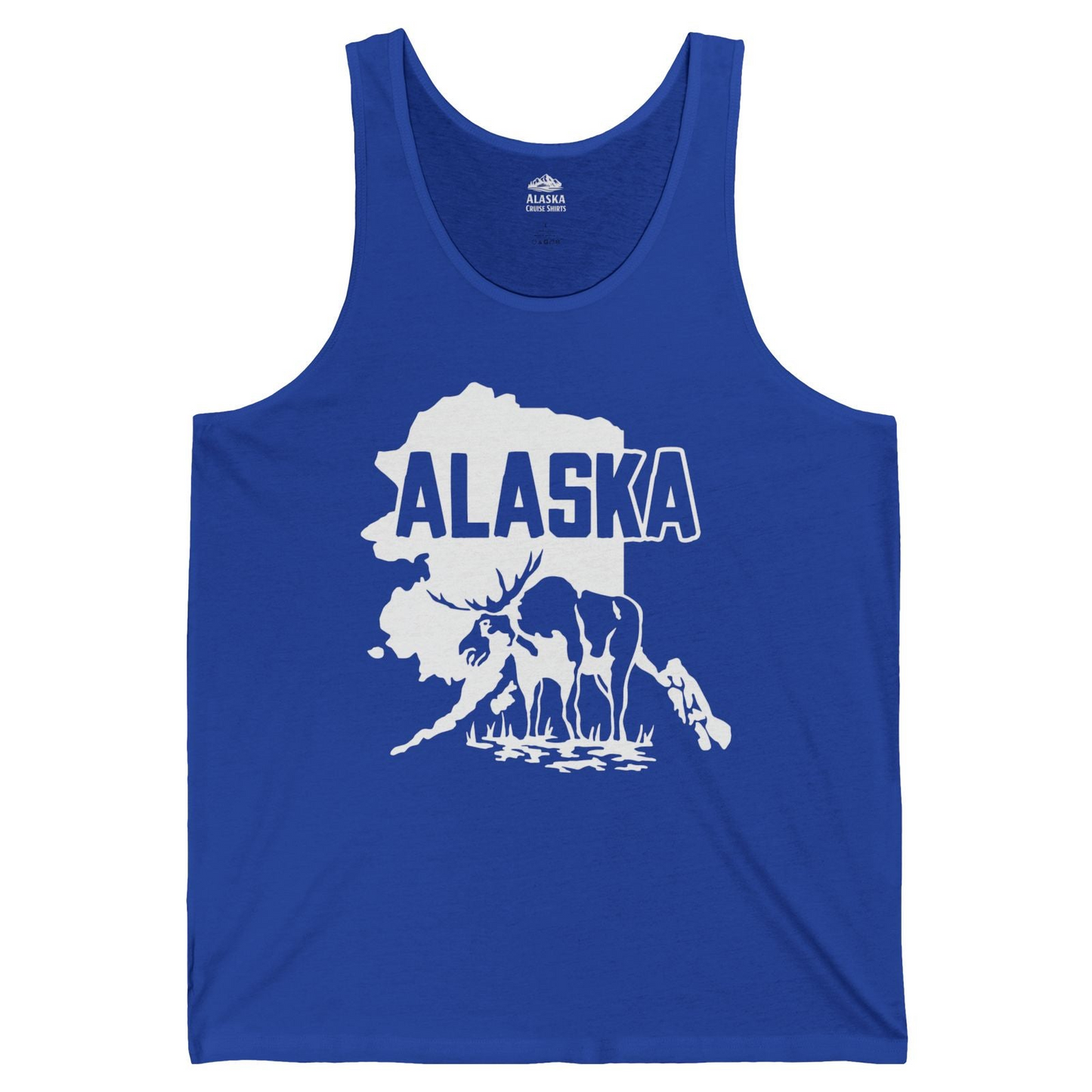Alaska Moose Silhouette Shirt Tank Top – True Royal – Alaska Cruise Shirts