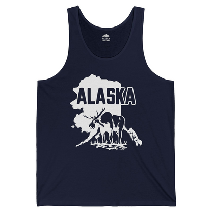 Alaska Moose Silhouette Shirt Tank Top – Navy – Alaska Cruise Shirts