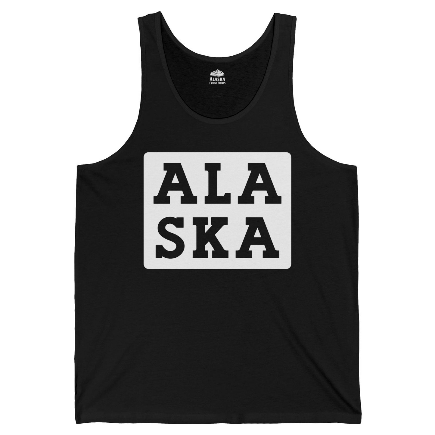 Bold Alaska Block Text Shirt Tank Top – Black – Alaska Cruise Shirts